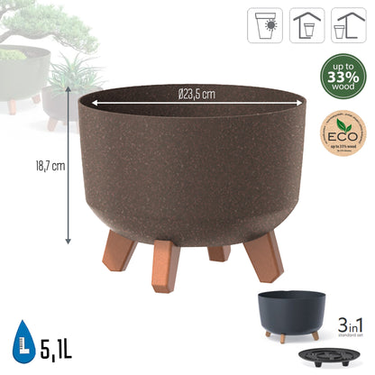 Macetero Color Café,sin Depósito , Colección Gracia De 23,5 X 23,5 X 18,7 Cm, Capacidad De 5,1 L.