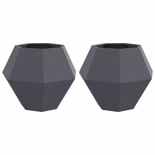 Jardinera 2 Pcs Antracita 75 X 75 X 60 Cm Acero_0
