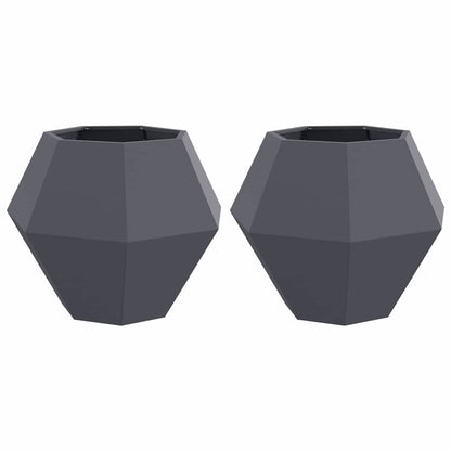 Jardinera 2 Uds. Gris Antracita 75 X 75 X 60 Cm Acero_0