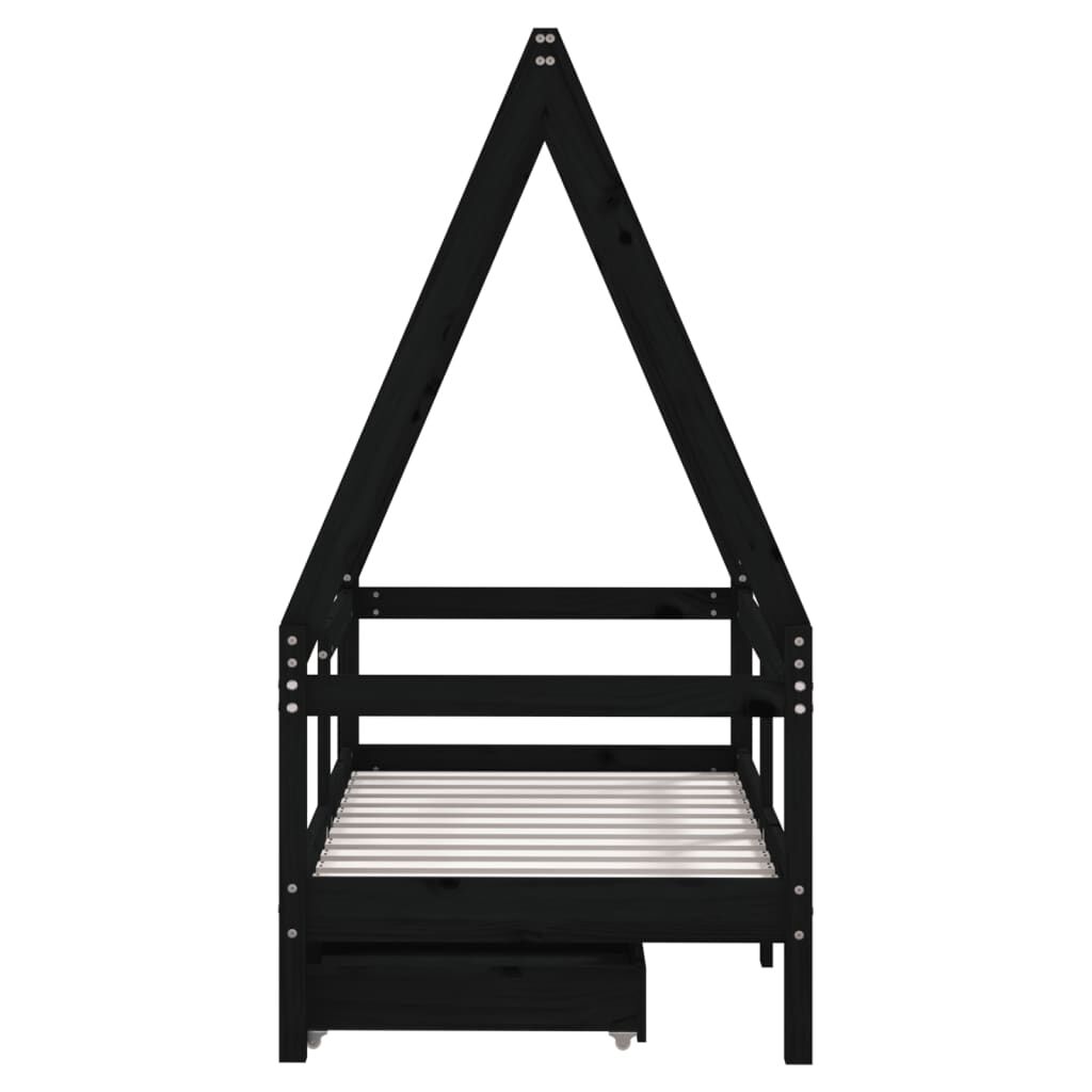 Vidaxl Estructura De Cama Niños Con Cajones Madera Pino Negro 70x140cm_4