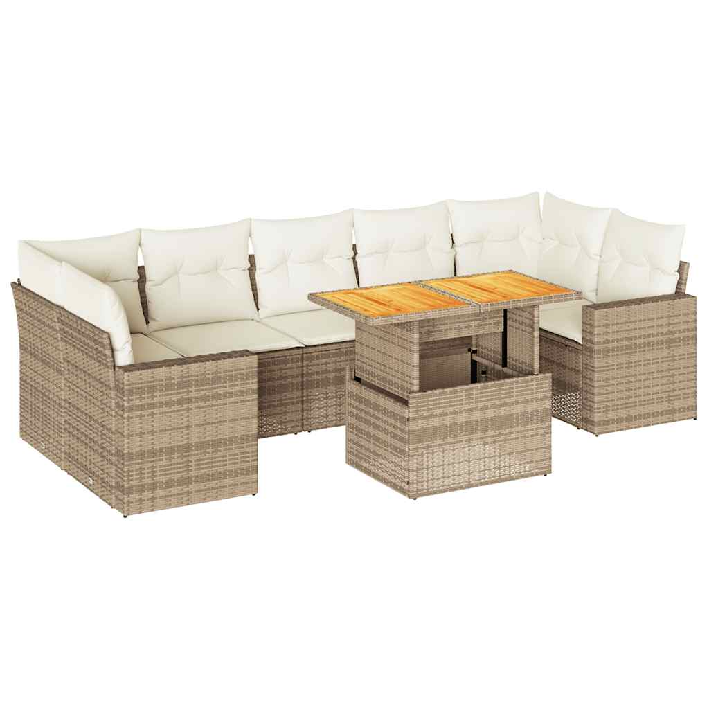 Set De Sofás De Jardín Y Cojines 8 Piezas Ratán Sintético Beige / Vetonek_5