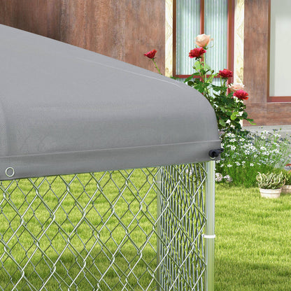 Pawhut Perrera De Exterior Con Toldo Impermeable Y Anti-uv 210x185x150 Cm Plata_4