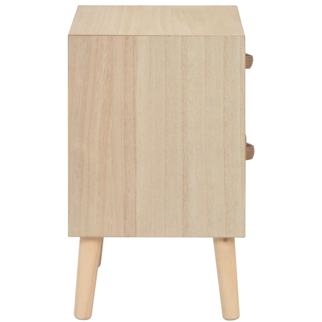 Mesita De Noche Con 2 Cajones Madera Maciza Pino 40x30x49,5 Cm_2