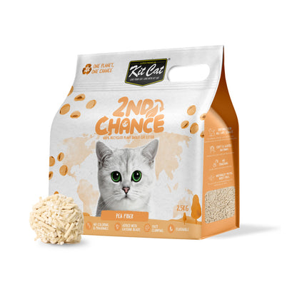Kit de areia para gatos Eco 2nd Chance - Fibra de ervilha (original) 2,5 kg Casca de ervilha e mandioca