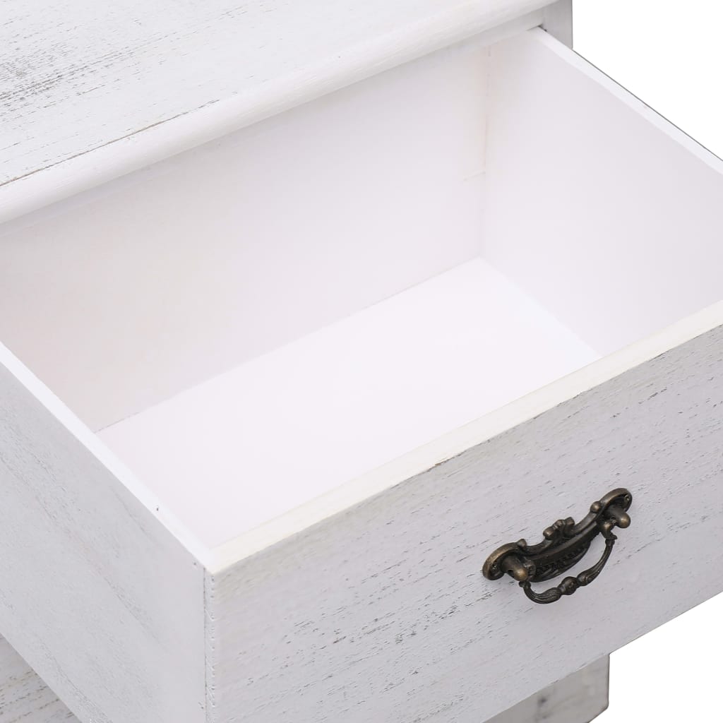 Mesita De Noche Madera De Paulownia Blanco 38x28x45 Cm_4