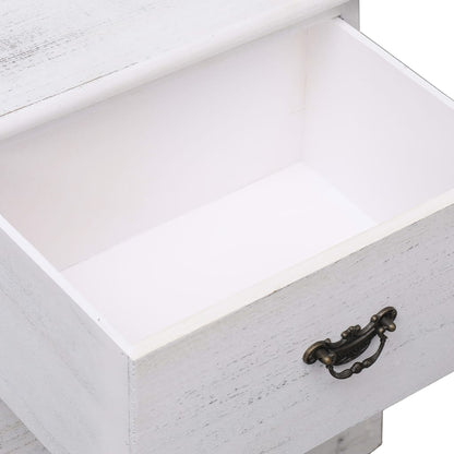 Mesita De Noche Madera De Paulownia Blanco 38x28x45 Cm_4