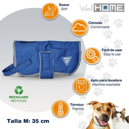 Cama Para Mascota 75x60x25cm Gris + Abrigo Azul Para Mascotas 35cm_5