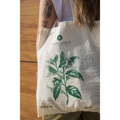 Bolsa em tecido com desenho floral