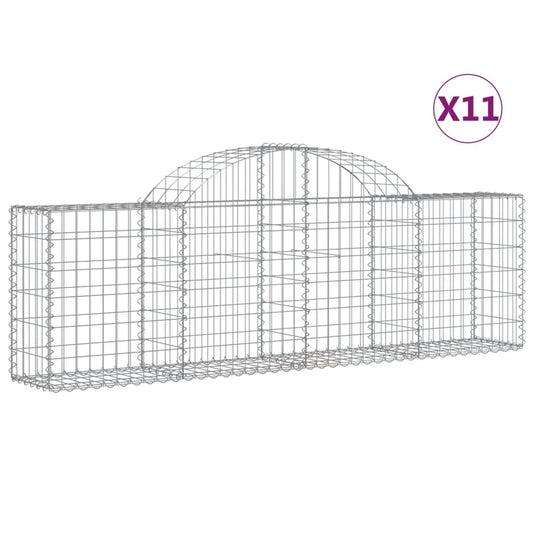 Cestas De Gaviones 11 Uds Forma De Arco Hierro 200x30x60/80 Cm_0