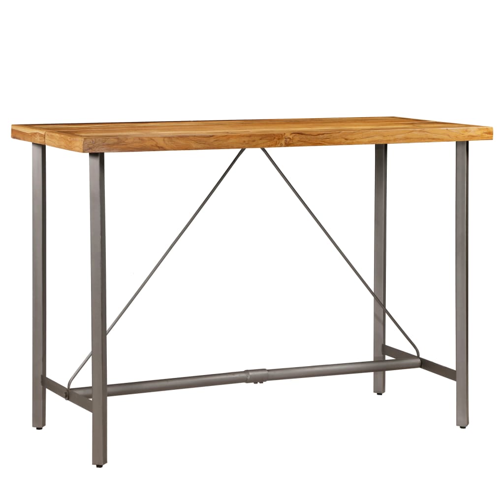 Mesa Alta De Bar Teca Maciza Reciclada 150x70x106 Cm_0