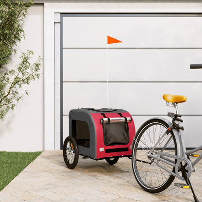 Remolque De Bicicleta Mascotas Hierro Tela Oxford Rojo Gris_1