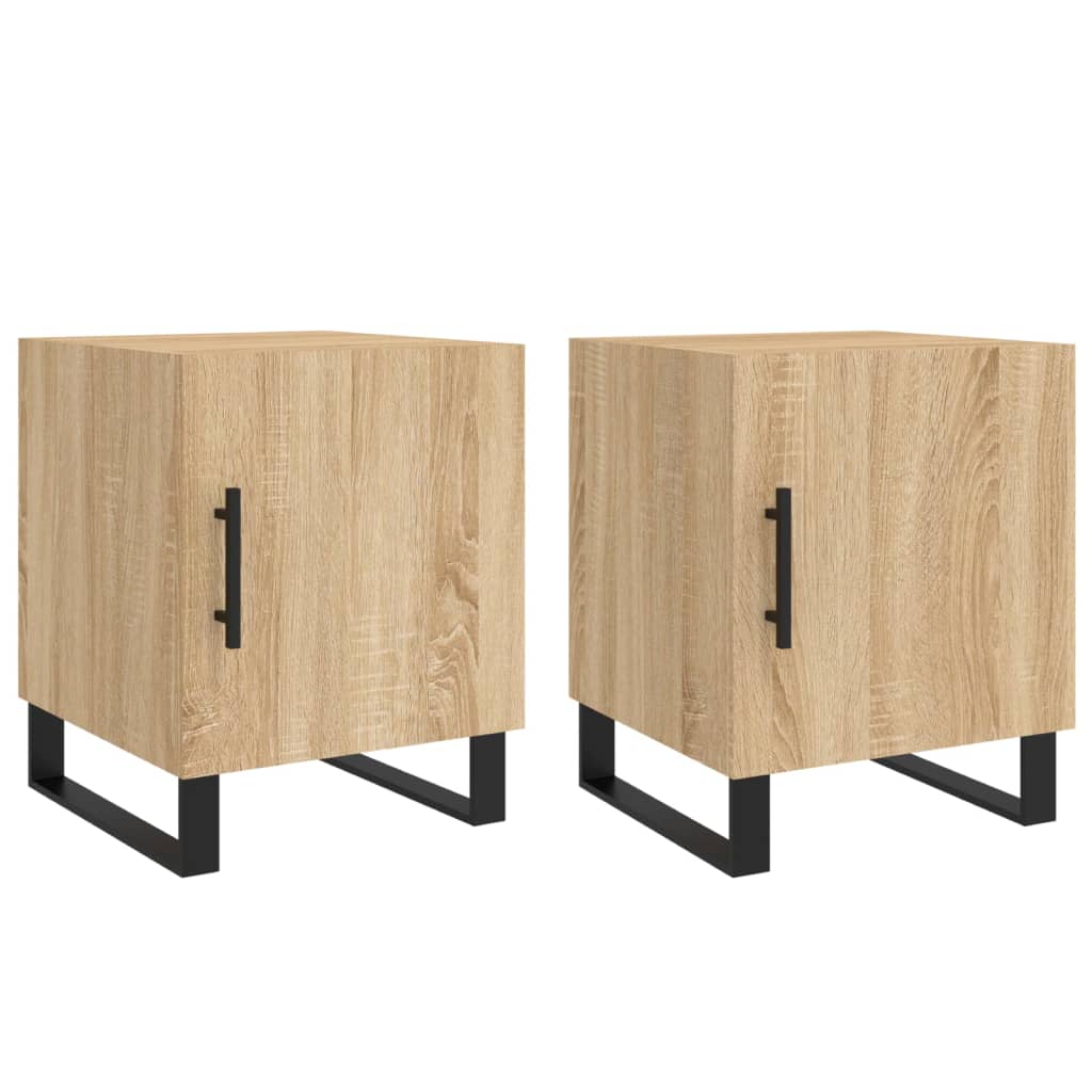 Mesitas Noche 2 Uds Madera Ingeniería Roble Sonoma 40x40x50 Cm_0