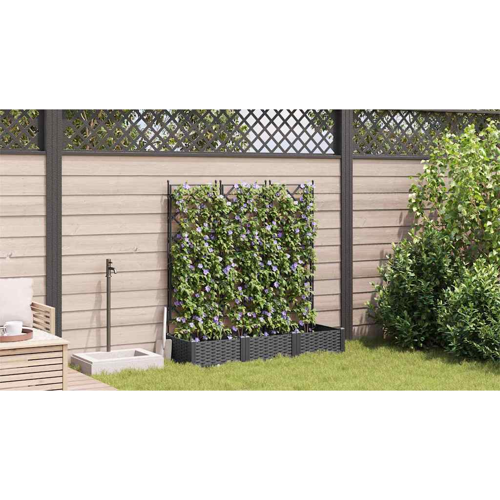 Macetero De Jardín 3 Uds. Negro 120 X 40 X 125,5 Cm Pp_3