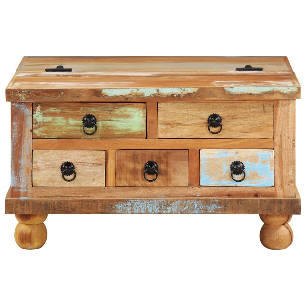 Mesa De Centro De Madera Maciza Reciclada 70x70x38 Cm_0
