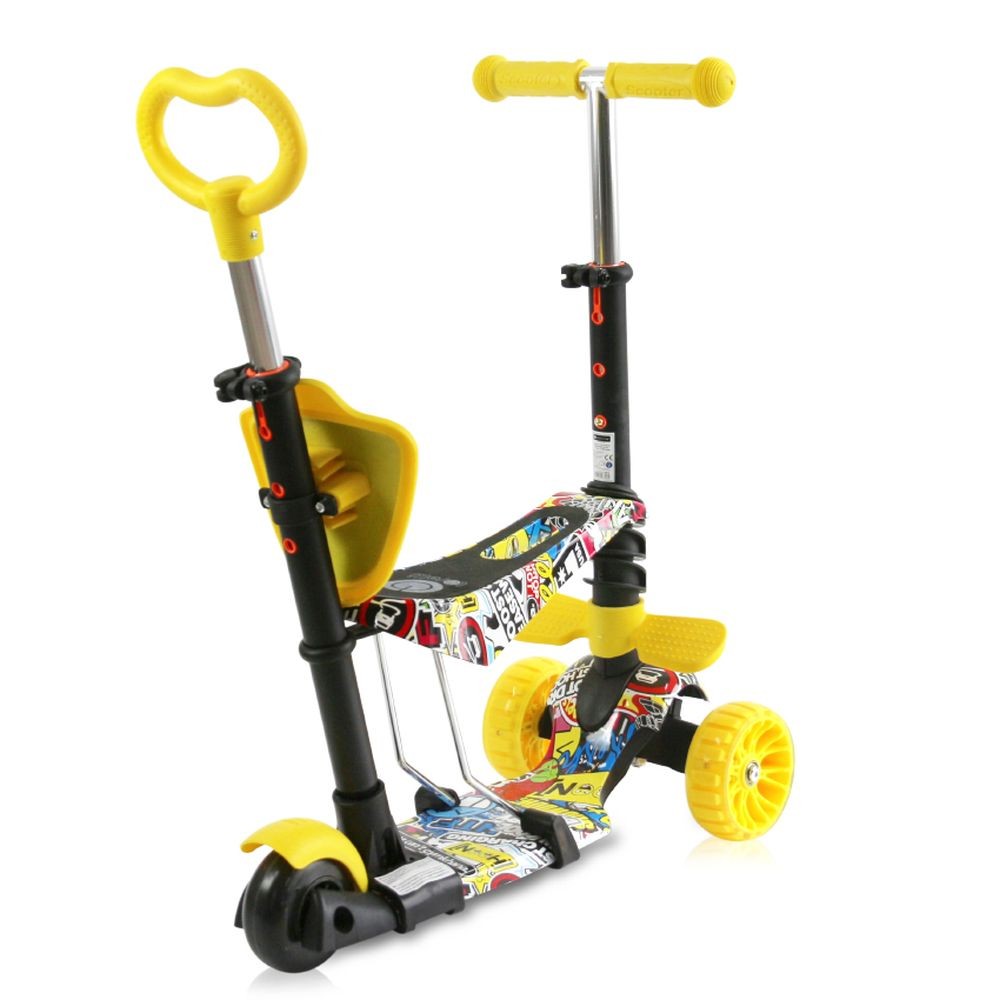 Patinete Evolutivo Con Asiento Y Mango Parental Draxter Plus Graffiti Smile_3