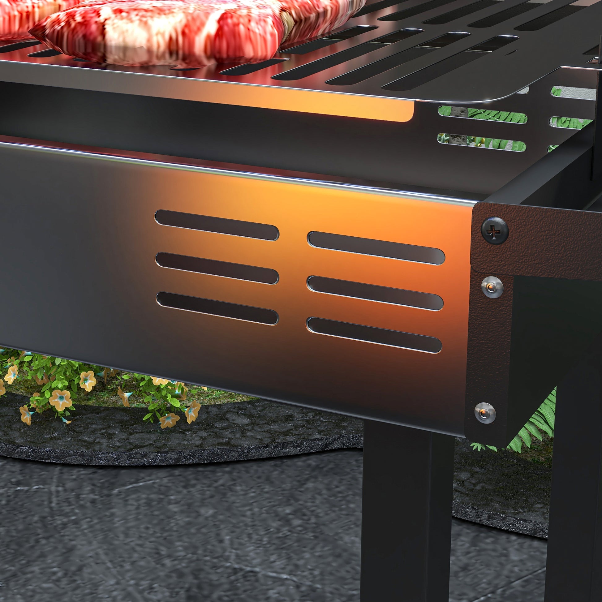 Outsunny Barbacoa De Carbón Portátil Con Pincho Giratorio Estantes Negro_3