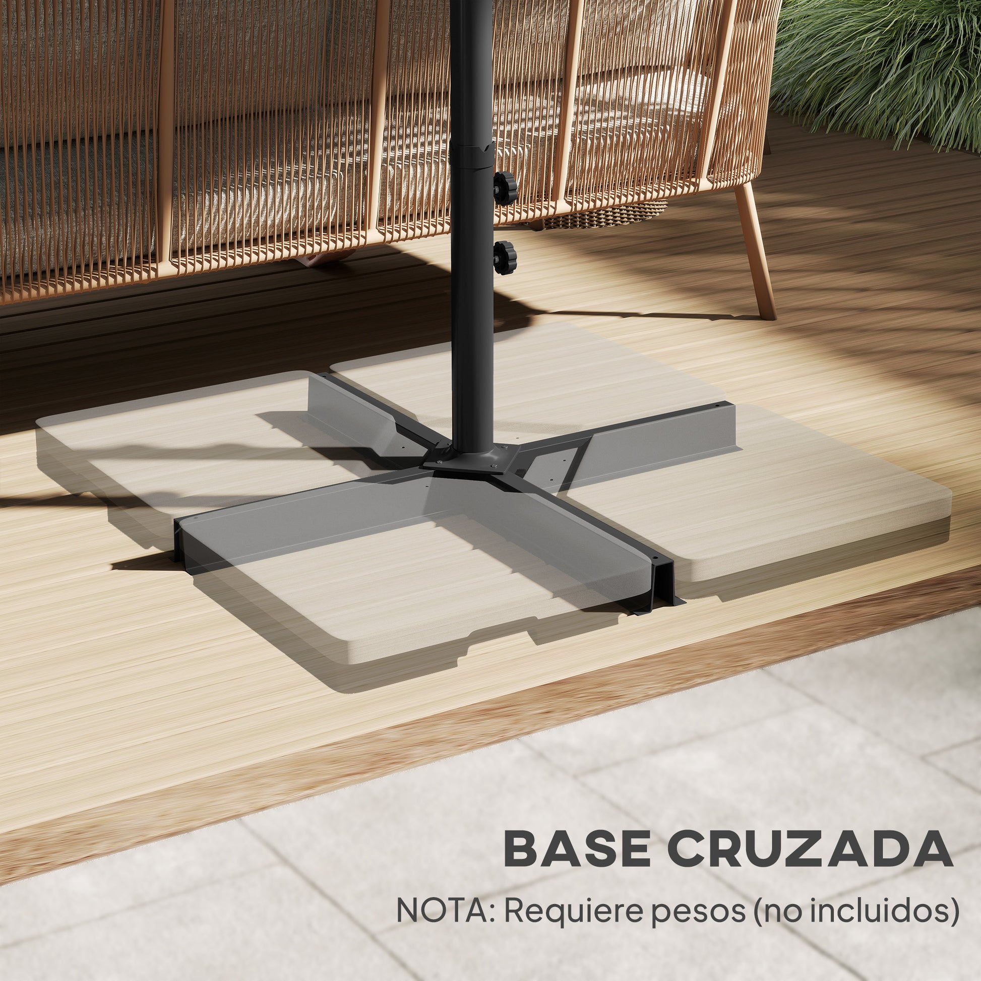 Outsunny Sombrilla Doble 4,6x2,7 M Con Manivela Resistente Al Agua Gris_5