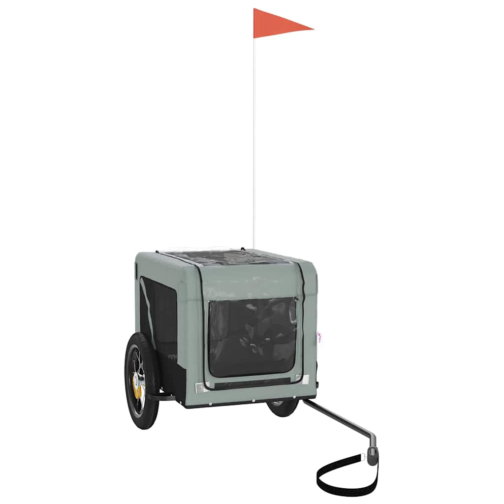 Remolque De Bicicleta Mascotas Hierro Tela Oxford Gris Negro_3