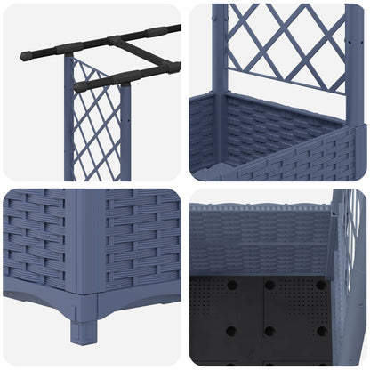 Cama Elevada Con Trellis Y Techo Gris 124,5 X 40 X 136 Cm Pp_5