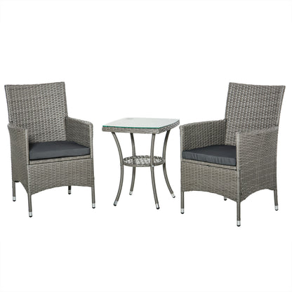 Outsunny Conjunto Muebles Para Exterior Con 1 Mesa 2 Sillas Con Cojines Gris_0