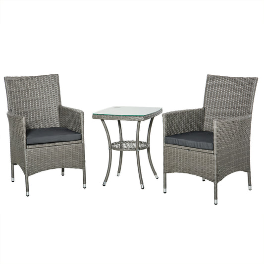 Outsunny Conjunto Muebles Para Exterior Con 1 Mesa 2 Sillas Con Cojines Gris_0