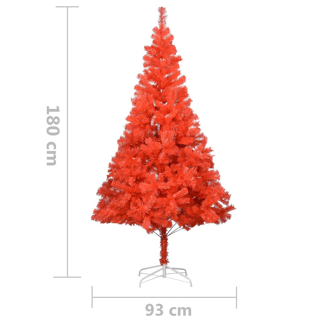Vidaxl Árbol De Navidad Preiluminado Con Luces Y Bolas Rojo 180 Cm_2
