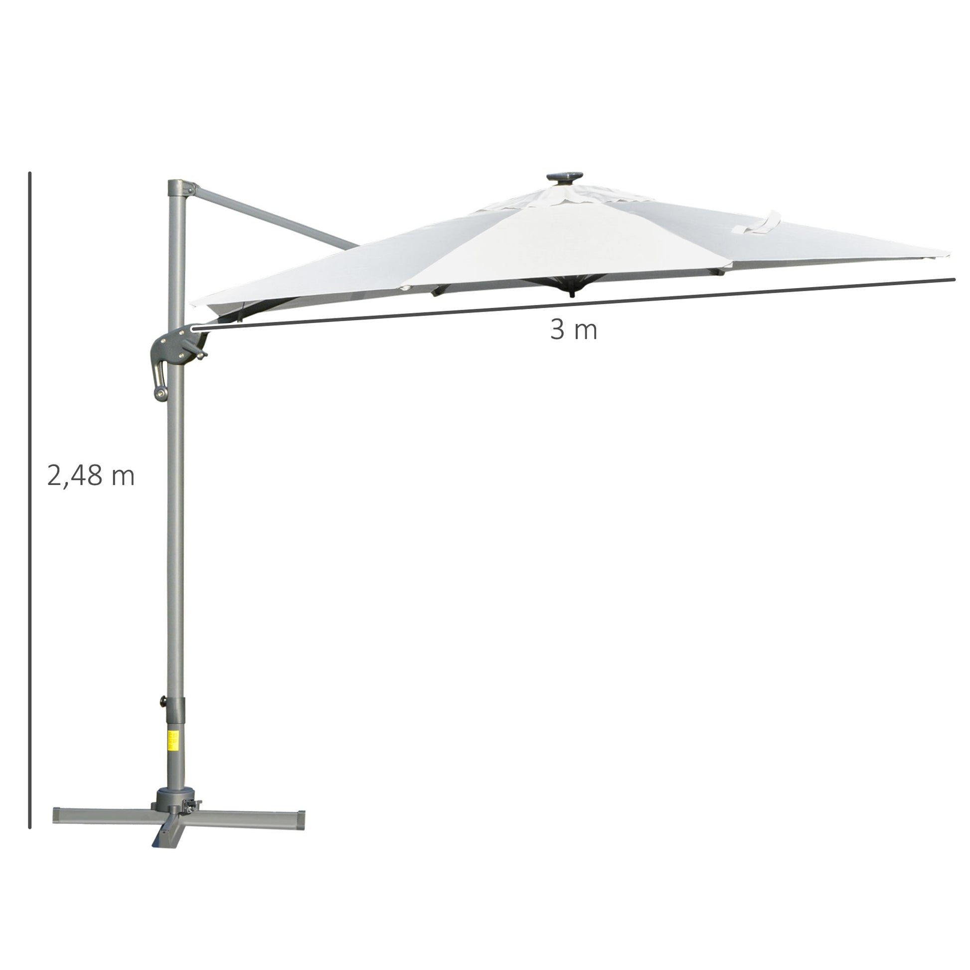 Outsunny Sombrilla De 300 Cm Luces Led Protección Uv 50+ Giratorio Con Manivela_2