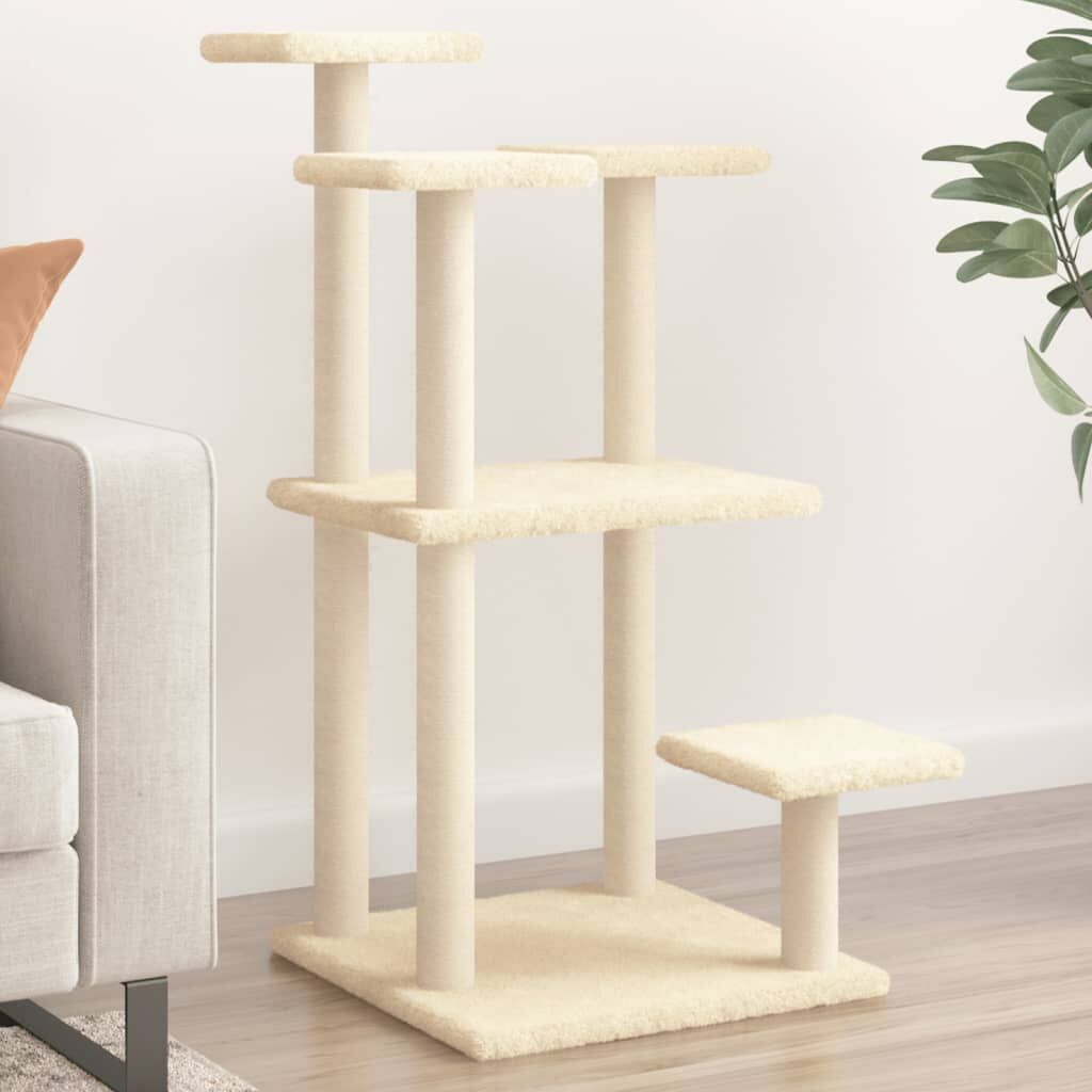 Vidaxl Postes Rascadores Para Gatos Con Plataformas Crema 98,5 Cm_1
