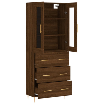 Aparador Alto Madera Contrachapada Marrón Roble 69,5x34x180 Cm_3