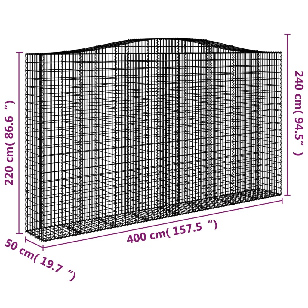 Cestas De Gaviones 8 Uds Forma De Arco Hierro 400x50x220/240 Cm_5