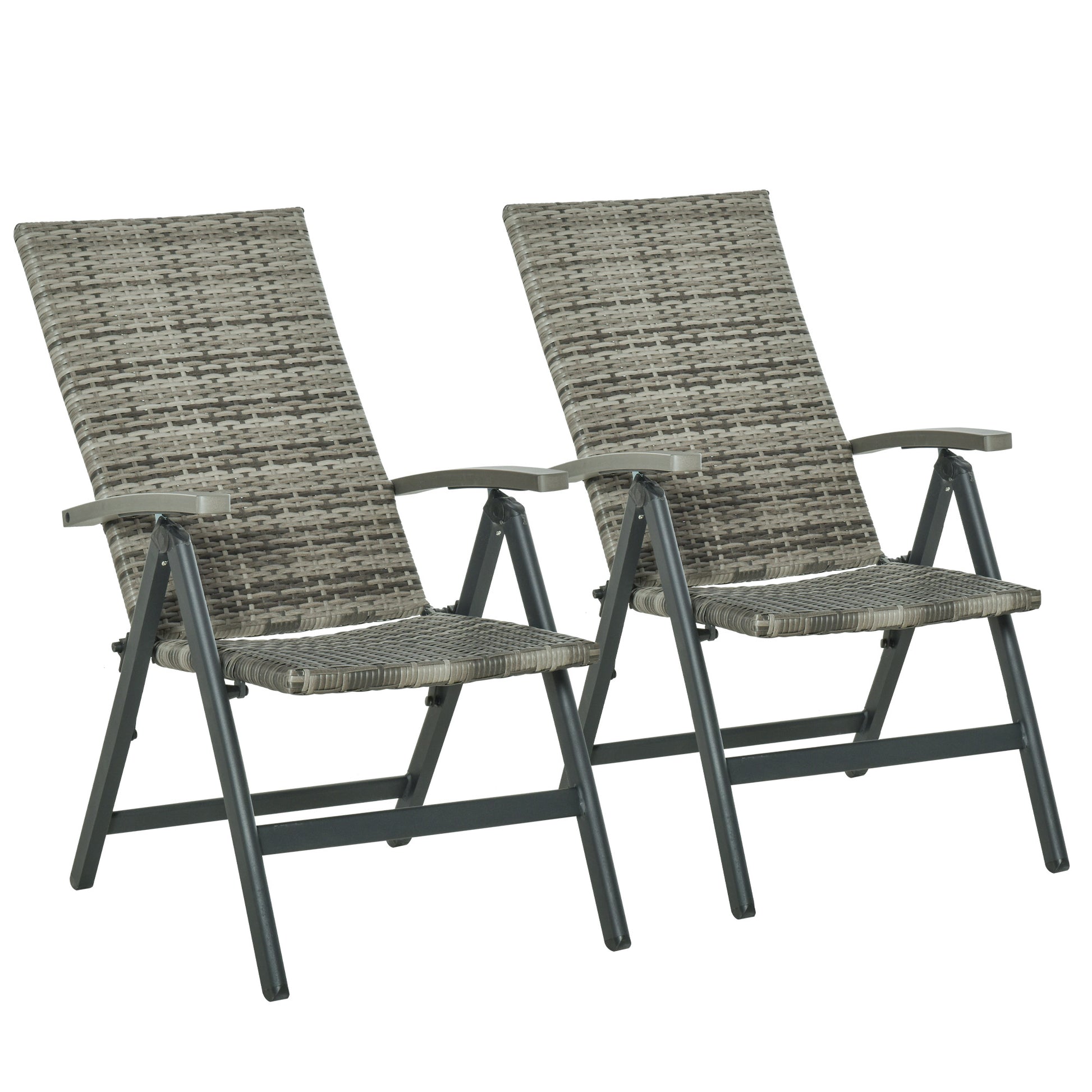 Outsunny Conjunto 2 Sillas Plegable Ratán En 5 Posiciones Reclinable 59x68x107cm_0