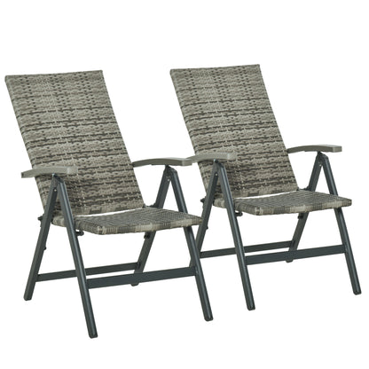 Outsunny Conjunto 2 Sillas Plegable Ratán En 5 Posiciones Reclinable 59x68x107cm_0