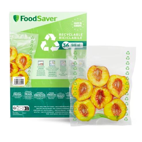 36 sacos seladores a vácuo FoodSaver 100% recicláveis ​​de 0,94 L