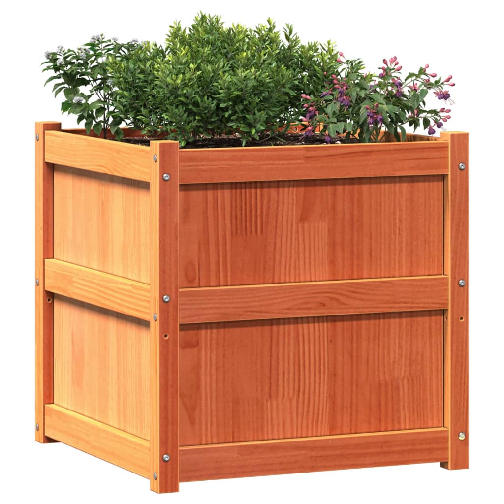 Jardineras De Exterior 2 Uds Madera Maciza De Pino Marrón Cera_3