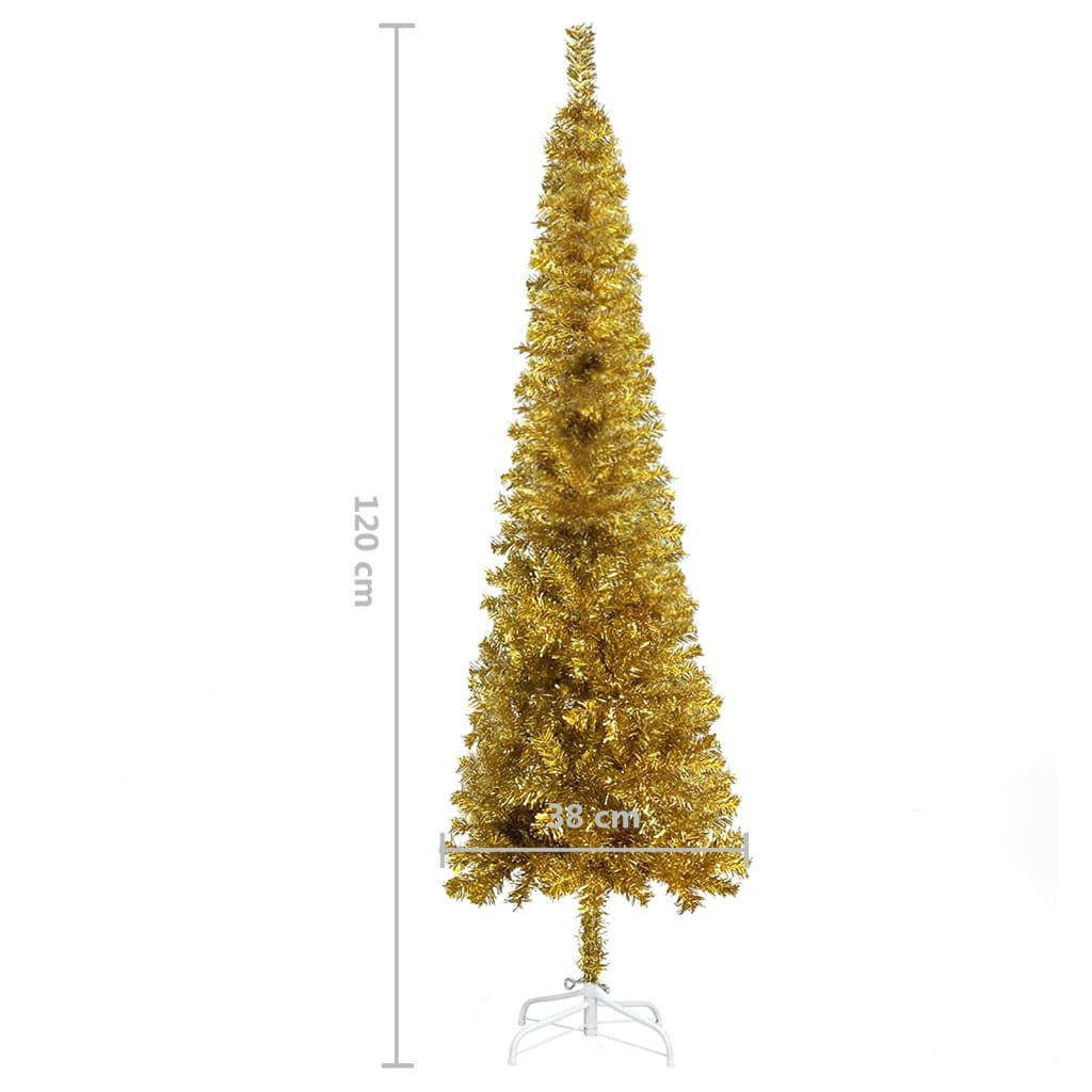 Vidaxl Árbol De Navidad Delgado Dorado 120 Cm_2