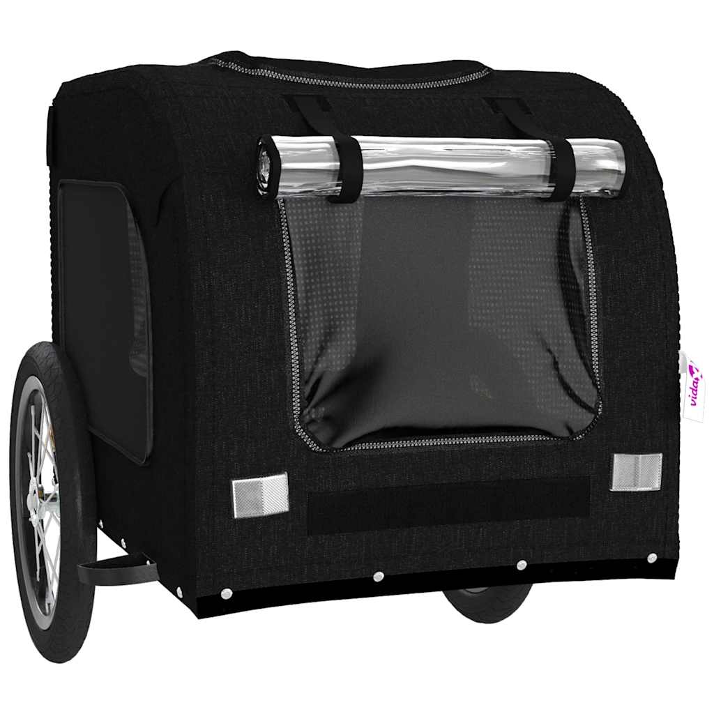 Remolque De Bicicleta Mascotas Hierro Tela Oxford Negro_4
