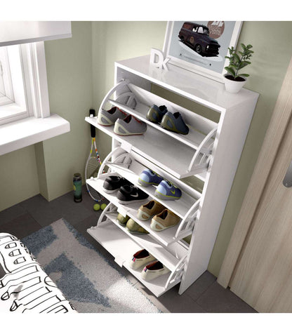 Zapatero 3 Puertas Porcuna Acabado Blanco Brillo, 61 Cm(ancho) 113 Cm(altura) 25 Cm(fondo)_5