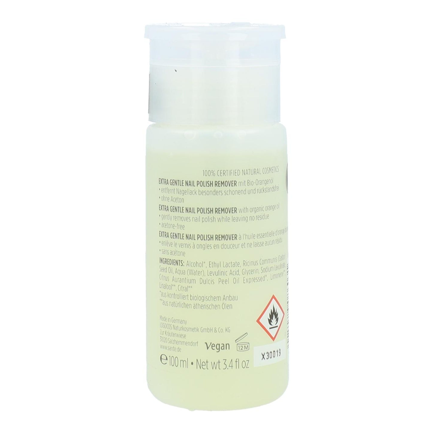 Removedor de verniz extra suave Sante 100 ml