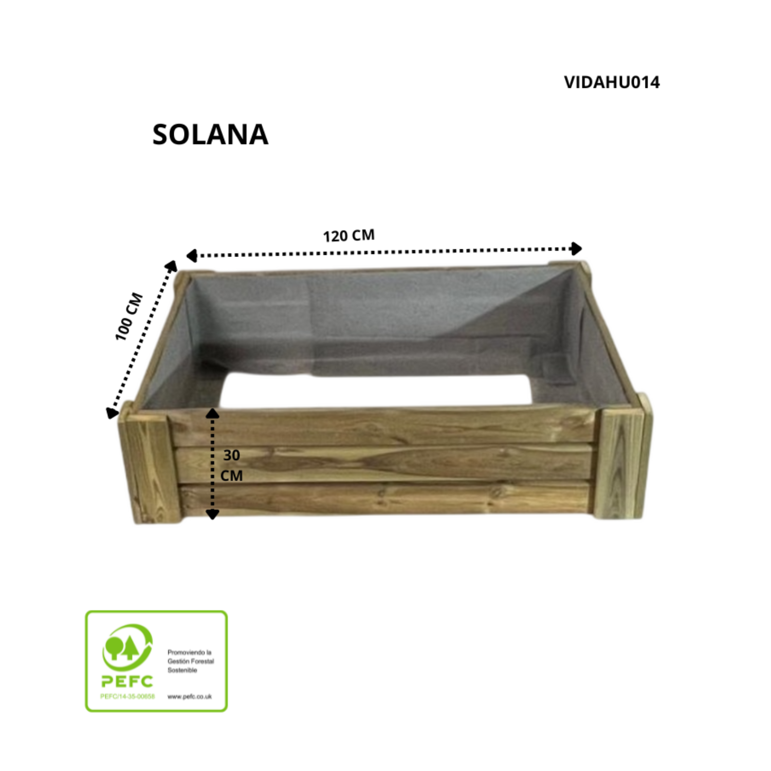 Cajón De Cultivo Solana. Altura De 30 Cm. Sin Base. Vidahuerto 120x100x30 Cm._2