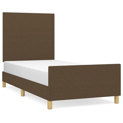 Estructura De Cama Con Cabecero De Tela Marrón Oscuro 90x200 Cm / Vetonek_1