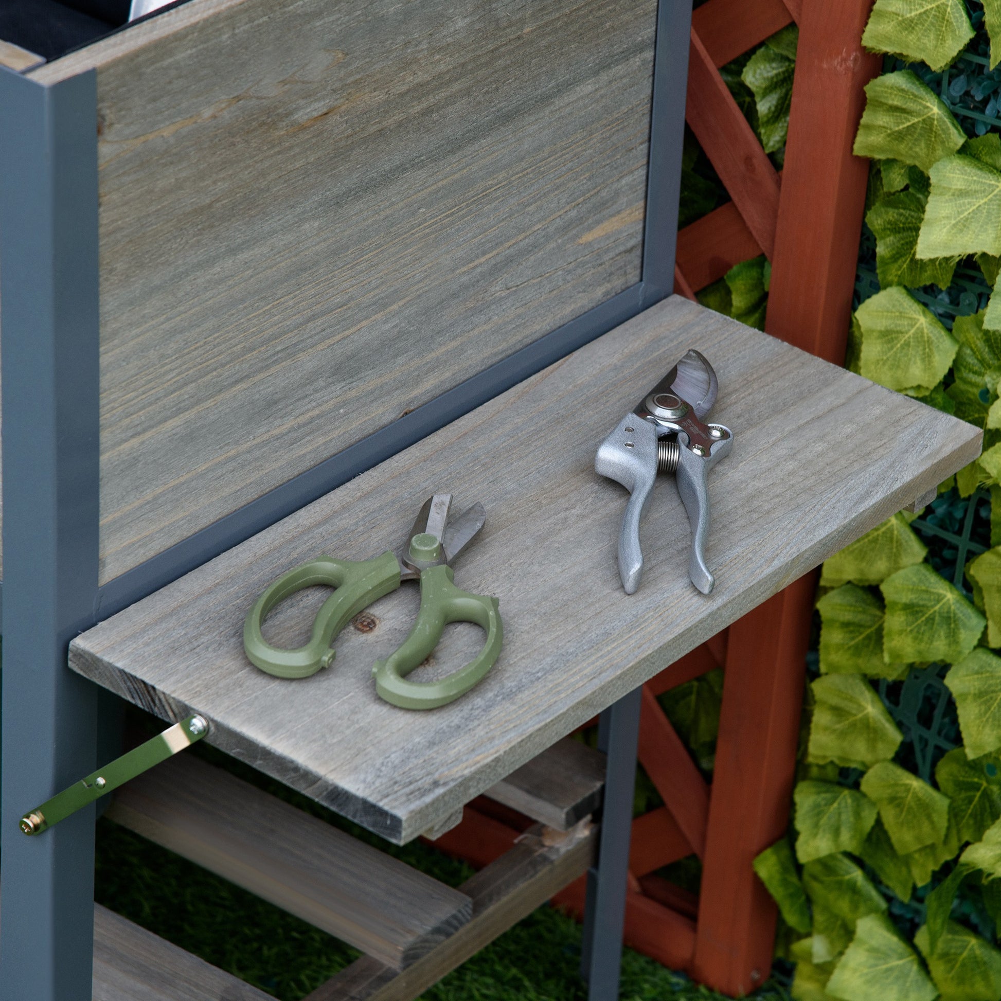 Outsunny Huerto Urbano Elevado De Madera 140x46x75,5 Cm Con 2 Baldas Y Estante_4