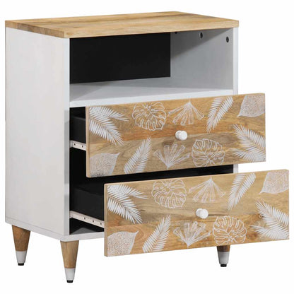 Mesita De Noche Madera Maciza De Mango 50x33x60 Cm_1