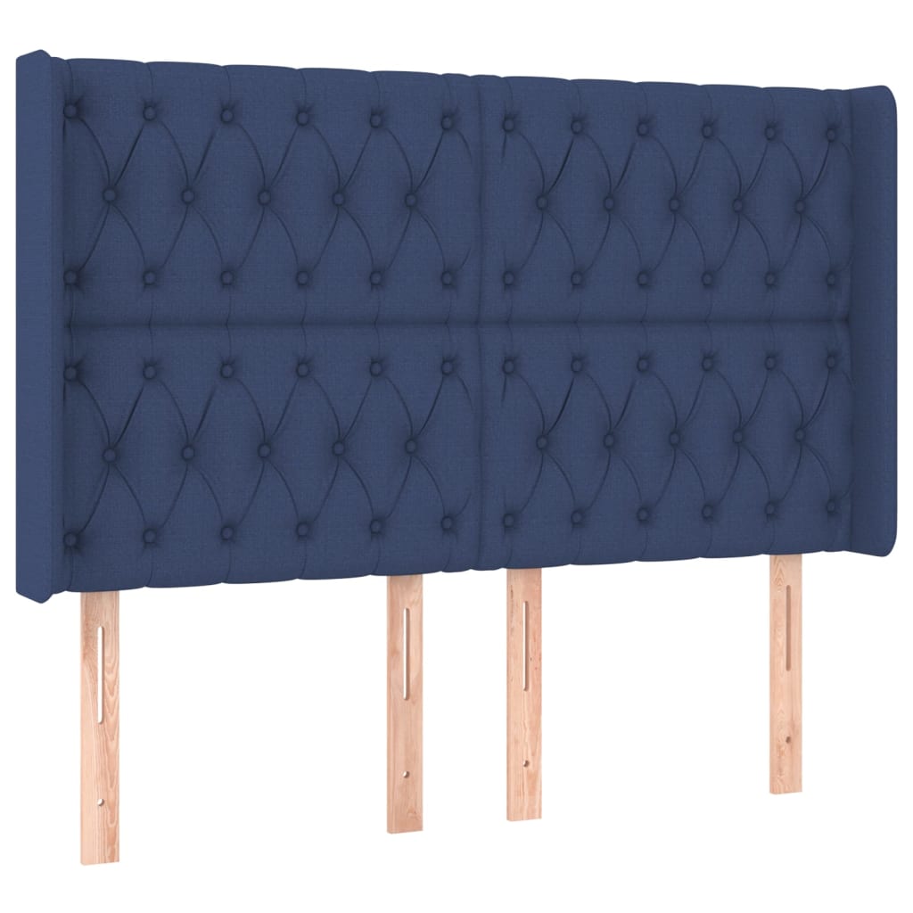 Cama Box Spring Colchón Y Luces Led Tela Azul 140x200 Cm / Vetonek_1