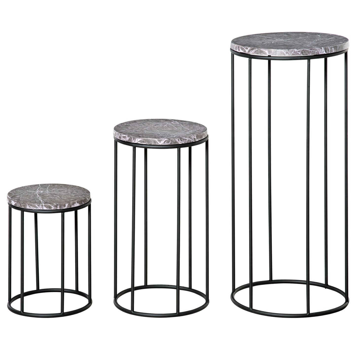 Outsunny Soportes Para Plantas Metal 3 Piezas Apilables Porta Macetas Decorativo_0