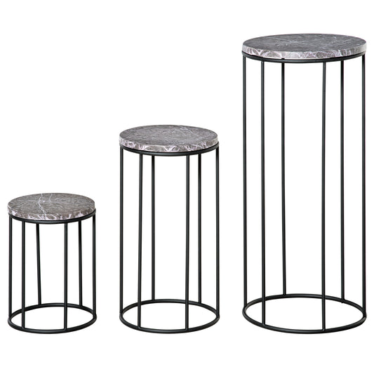 Outsunny Soportes Para Plantas Metal 3 Piezas Apilables Porta Macetas Decorativo_0