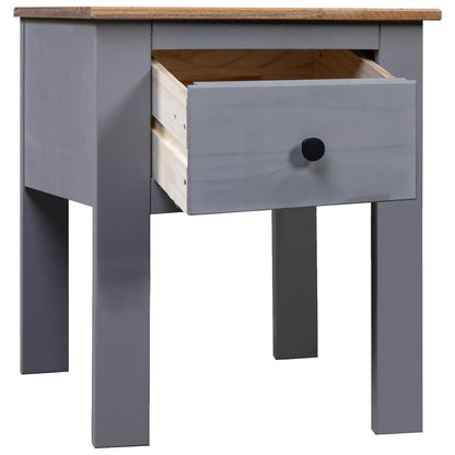 Mesita De Noche De Madera Maciza Pino Panamá Gris 46x40x57 Cm_0