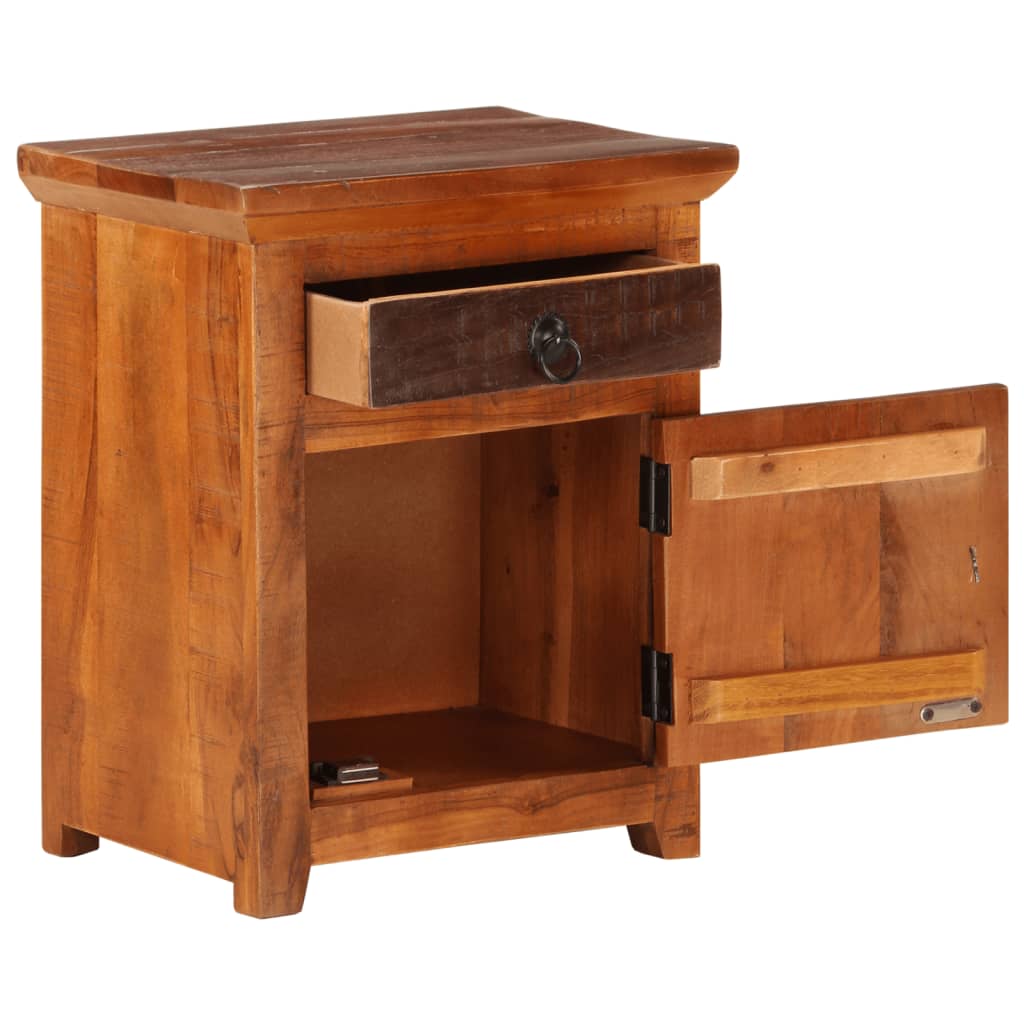 Mesita De Noche De Madera Acacia Maciza Reciclada_4