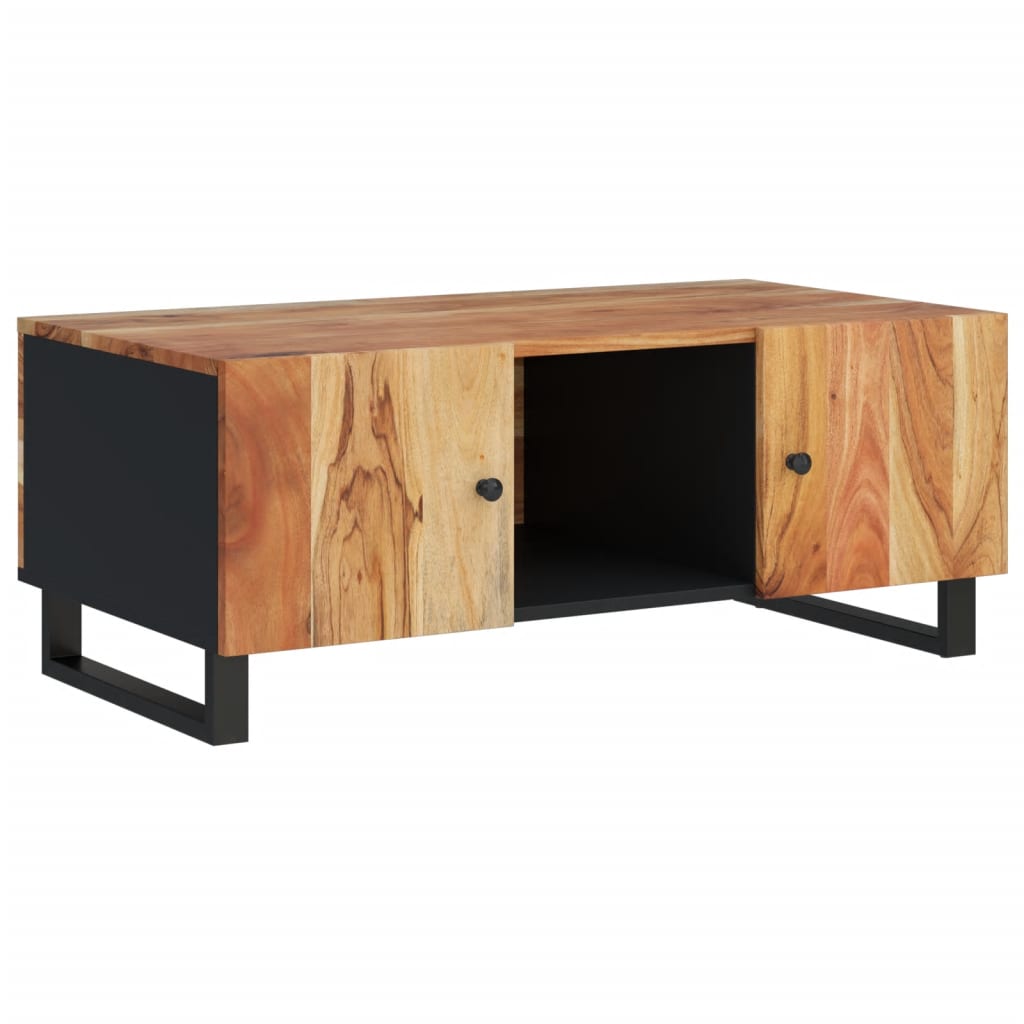 Mesa De Centro Madera Maciza Acacia Y Contrachapada 100x54x40cm_0
