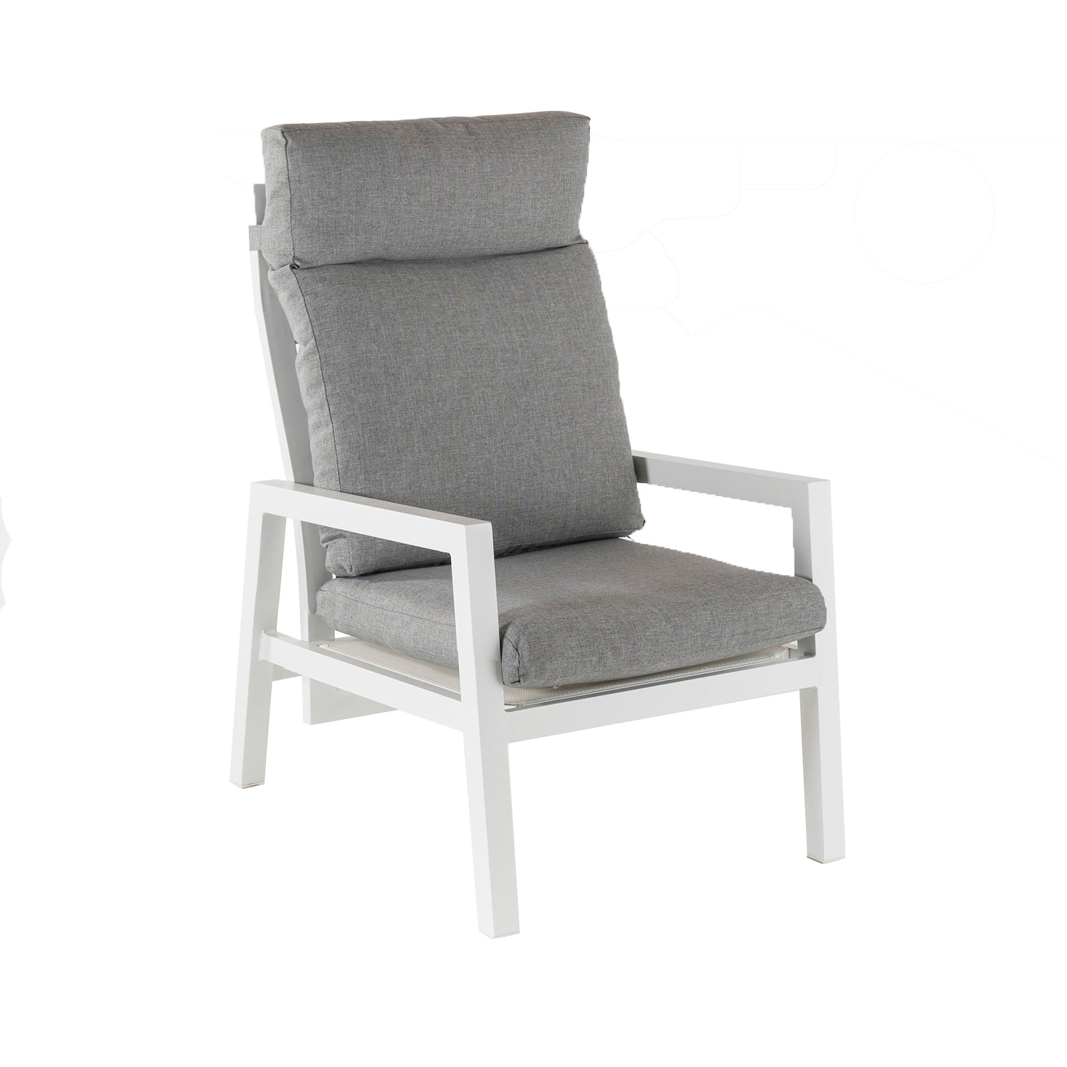 Sillón De Jardín Reclinable Con Sistema Hidráulico, Aluminio Reforzado Color Blanco, Altura Sillón 112 Cm,_0