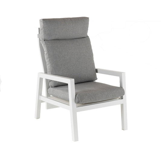 Sillón De Jardín Reclinable Con Sistema Hidráulico, Aluminio Reforzado Color Blanco, Altura Sillón 112 Cm,_0